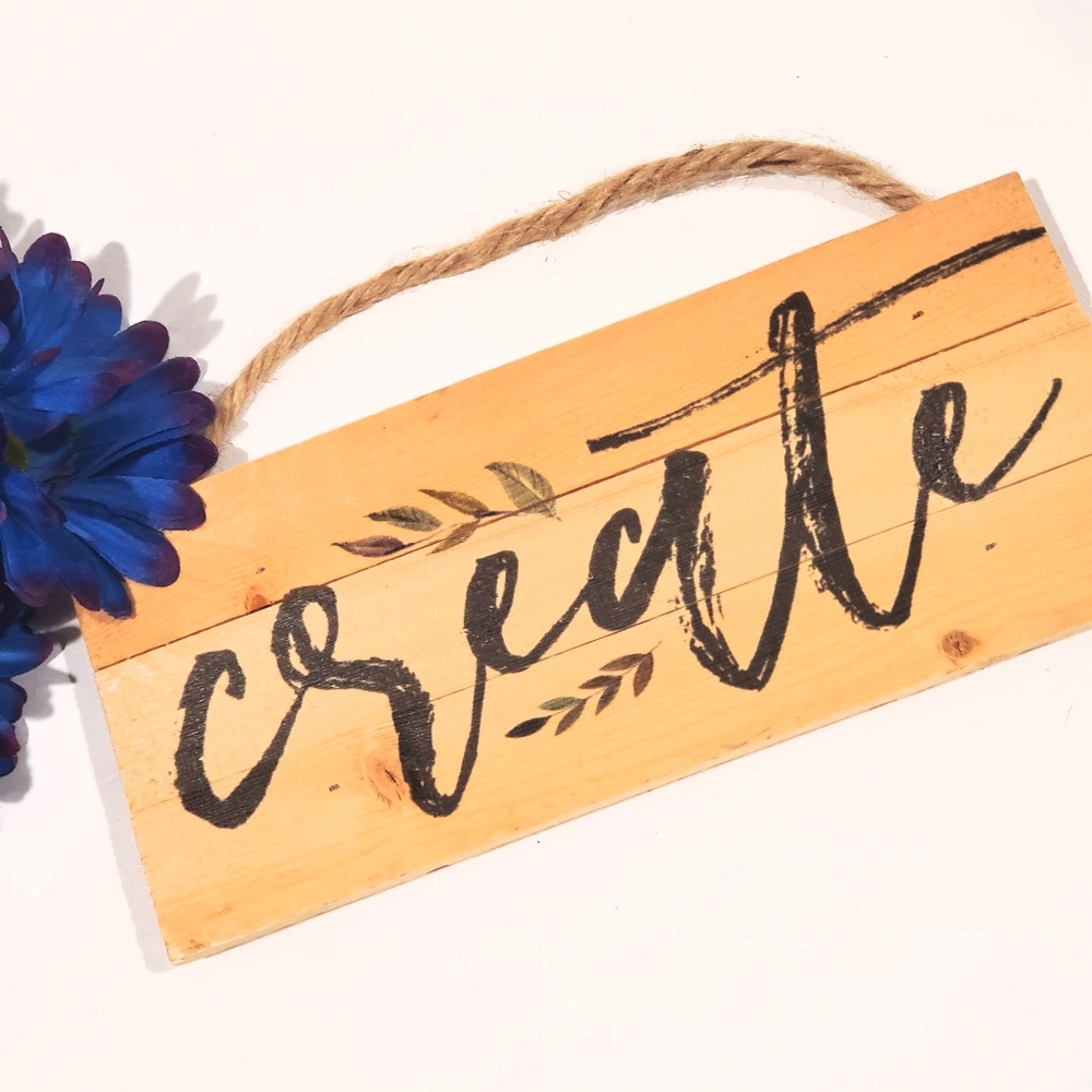 P. Graham Dunn "Create" Wood Wall Art Hanging Home Decor Accent NWT
